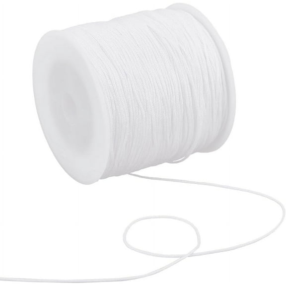 109 Yards Nylon Craft String 0.8mm White Nylon Cord Satin String Rattail Trim Cord Nylon Thread Chinese Knot Friendship Bracelets Nylon String for DIY Jewelry Making Kumihimo Macrame Craft