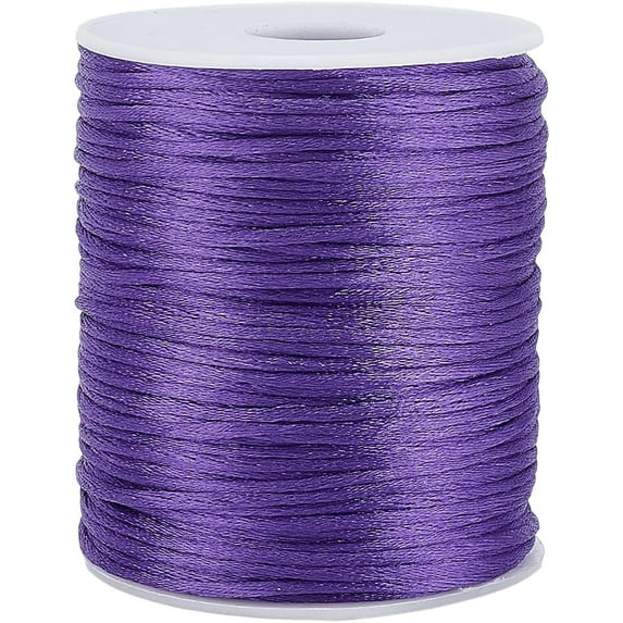 109 Yards Satin Rattail Cord 2mm Purple Rattail Silk Cord Bracelet String Beading String for Friendship Bracelet Necklace Chinese Knot Macramé Dream Catchers Braid Hair