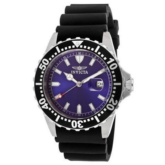 10919 Men's Pro Diver Black Polyurethane Blue Dial Stainless Steel Watch