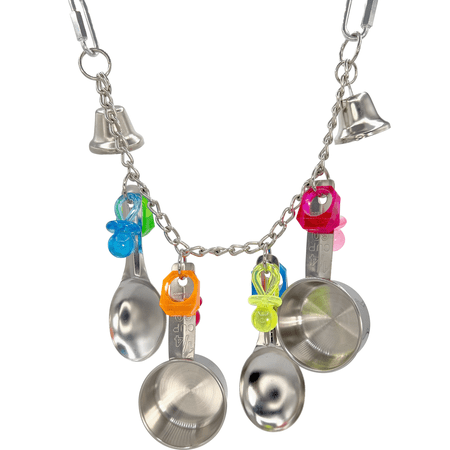 1096 Super Paci Rattle Ringer Mandarin Bird Toys by M&M Handcrafted Stainless Steel Spoon and Pot