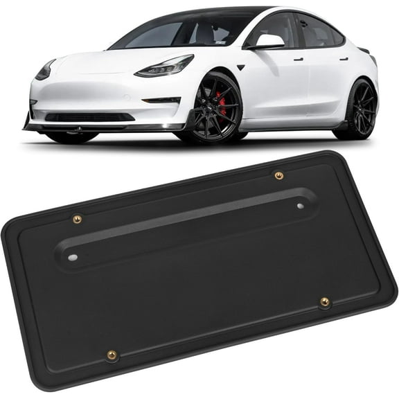 109684400B Rear License Plate Frames for 2017-2023 Tesla Model 3 and 2020-2025 Model Y Car, Rear Plate Holder with 4 Brass Mounting Screw Holes, Rust Proof Rattle Proof License Plate Holder Bracket