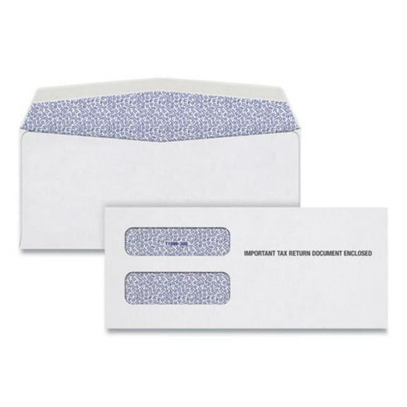 1099 Double Window Envelope - Commercial Flap - Gummed Closure - White - Pack of 24