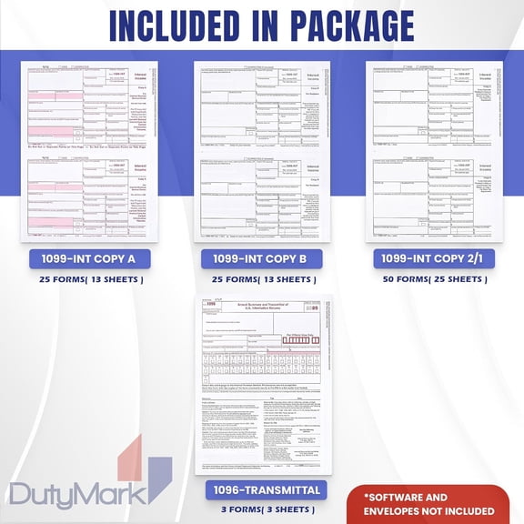 1099 INT Tax Forms 2025 Interest Income Set, 4 Part 25 Pack, Great for QuickBooks and Accounting Software 25 Laser Form Sets for Interest Income, 1099-INT 2025$$Office