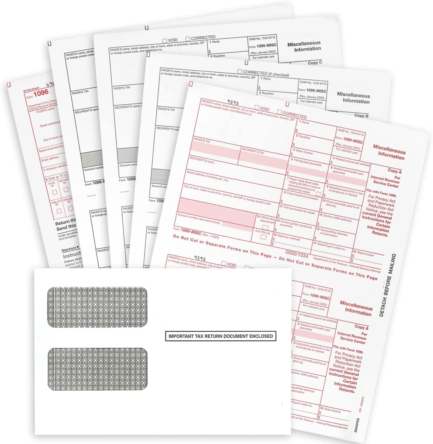 2023 1099 MISC 4Part Tax Forms, 25 Vendor Kit with Laser Forms & Self