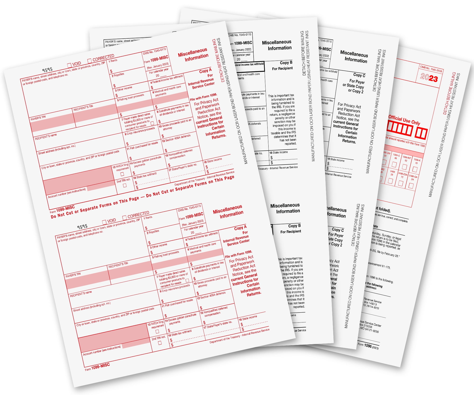 1099 MISC Forms 2023 1099 MISC Laser Forms IRS Approved Designed for