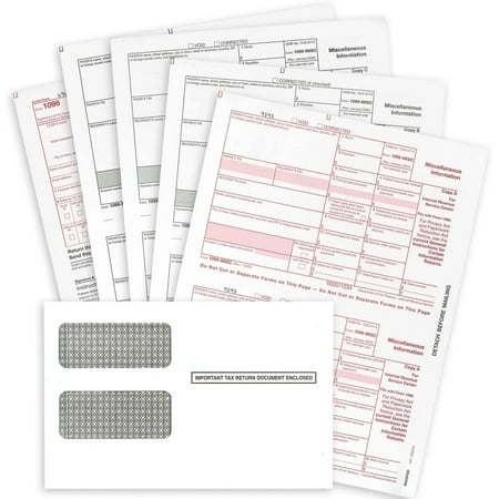 1099 MISC Forms for 2025, 4-Part Tax Forms, Vendor Kit of 25 Laser Forms and 25 Self-Seal Envelopes, Forms Designed for QuickBooks and Other Accounting Software