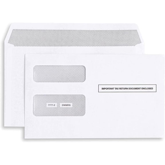 1099 MISC Tax Envelopes - Double-Window Self-Seal 5 5/8 x 9 Inch 25 Pack