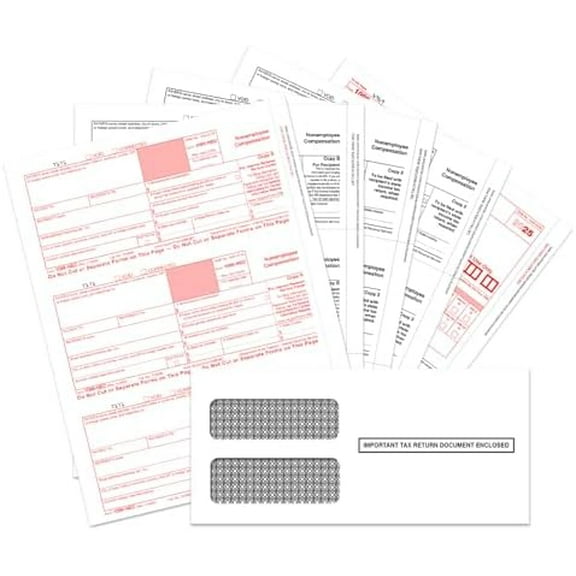 1099 NEC Forms 2025, 4 Part Tax Forms Kit, 25 Vendor Kit of Laser Forms Designed for QuickBooks and Accounting Software, 25 Self Seal Envelopes Included$$Office