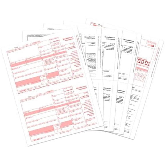 1099 NEC Forms 2025, 4 Part Tax Forms Kit, 25 Vendor Kit of Laser Forms Designed for QuickBooks and Accounting Software$$Office