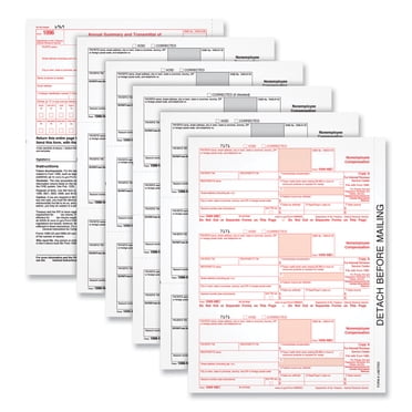 2022 IRS Tax Form 1099-NEC – Carbonless Single Sheet Set For 3 Recipients (5-Part)