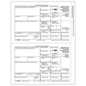 1099-R Recipient Copy C 2-Up. Pack of 50 Sheets, 100 Forms