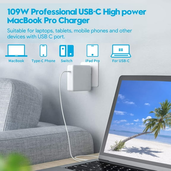 109W Mac Book Pro Charger - Fast USB C Power Adapter Compatible for MacBook Pro 16 15 13in, MacBook Air 13in, 2021 2020 2019 2018, Fit for USB C & Type C Devices