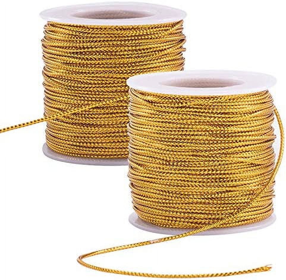 Mandala Crafts 2mm Gold Metallic Cord Tinsel String for Tag Ornament  Hanging Gift Wrapping - 100 Yard Gold Rope Metallic String for Decorating  Hair