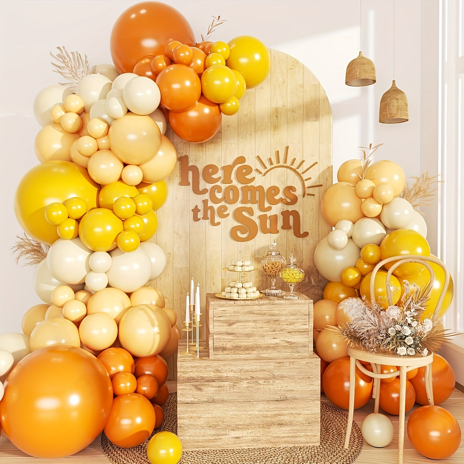 109pcs of retro sunshine balloon garland arch kit - orange and yellow latex balloons for birthdays, weddings, graduation ceremonies, bridal showers, carnivals,, Valentine's Day, Koningsdag