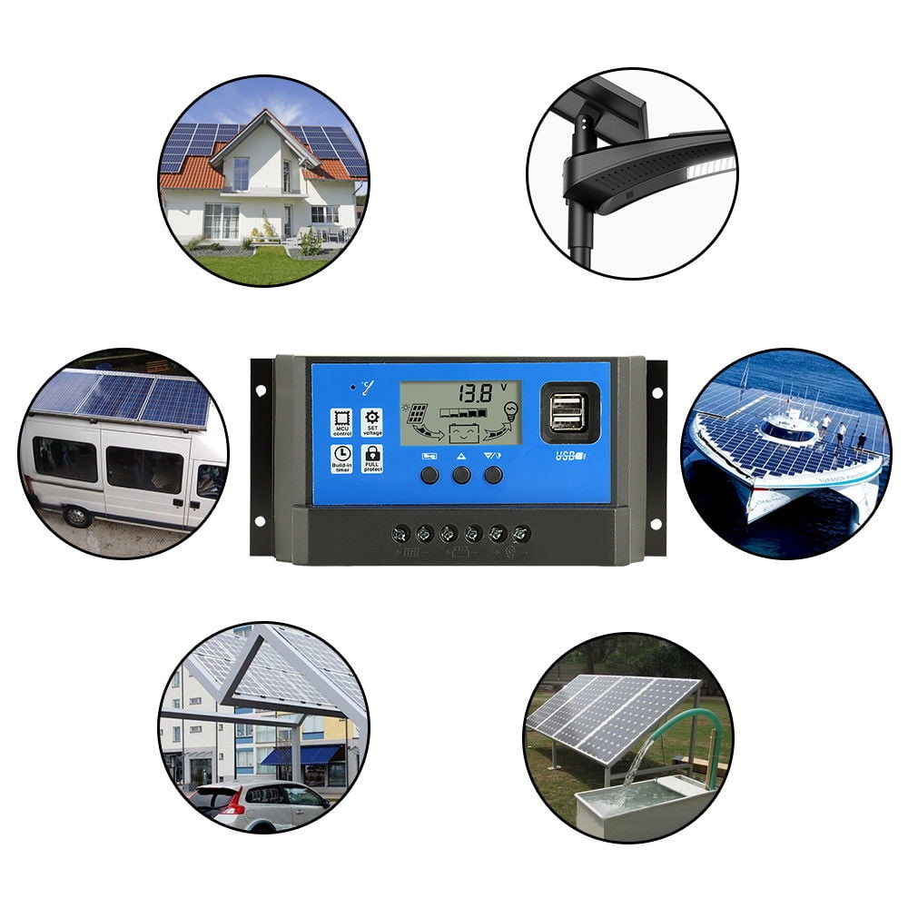 10A 12V/ 24V Solar Charge Controller Generator for Home Solar Panel ...