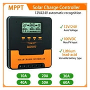 10A/20A/30A/40A/50A/60A Auto MPPT Solar Charge Controller 12V/24V LCD Dual USB Solar PV Regulator ,High-Efficiency - 10A_A