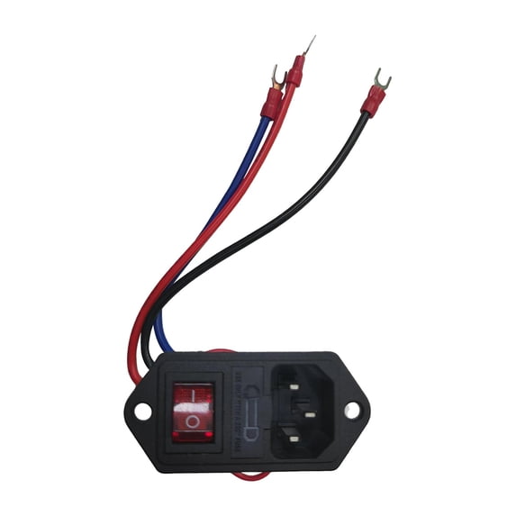 10A 250V Rocker Switch Power Socket, Fuse Switch Inlet Module Plug, 3 Pin with 3Pcs Wiring, Male Power Socket with Switch, Stable Performance