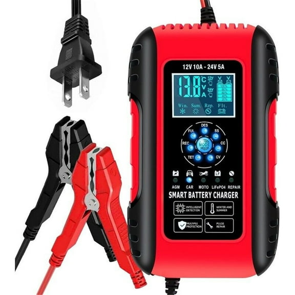 12V/24V Car Battery Charger 10A Trickle Charger for Auto Truck Motorcycle Marine