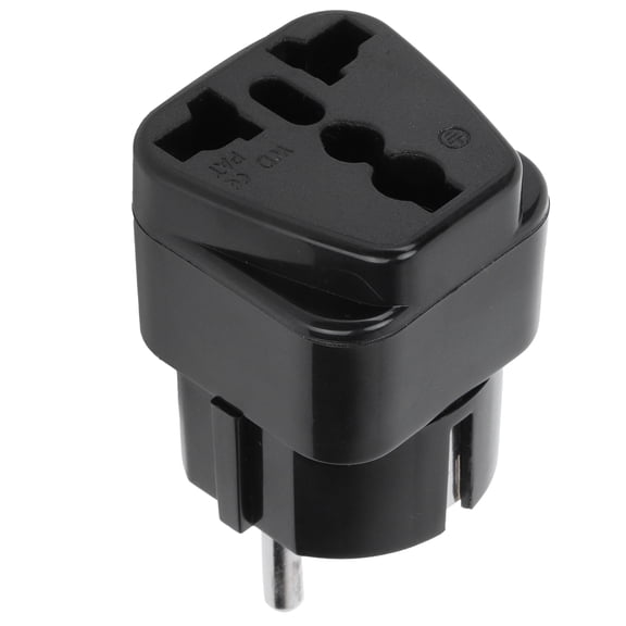 10A Universal Power Converter Plug Premium European Travel Plug Adapter and Multi Functional Conversion Socket Black 2.56 x 1.38 Inches / 6.5 x 3.5 cm