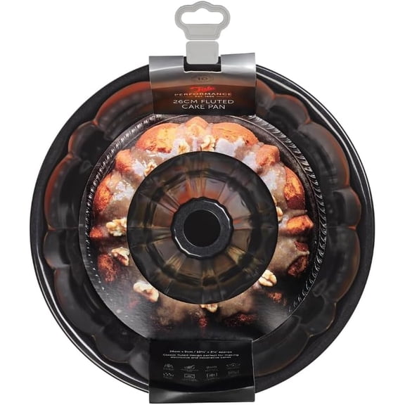 10A31457 Performance Fluted Cake Tin, Carbon Steel, Black