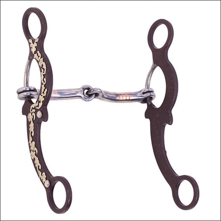 10AI Hilason Brown Steel Clear Rhinestone Horse Gag Bit Sweet Iron Ported Chain Mouth