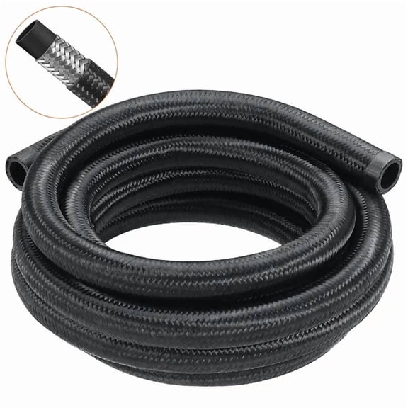 10AN Fuel Line Kit-10 FT Nylon Stainless Steel Braided Hose with Swivel Fittings for Oil,Gas,Diesel-Complete Adapter Set in Black