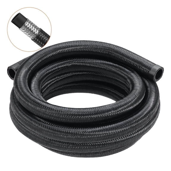 10AN Fuel Line Kit, 10ft Braided Fuel Hose, 0.55" Fuel Line with 7 Fittings, Oil/Gas/Diesel Compatible, Stainless Steel, Black