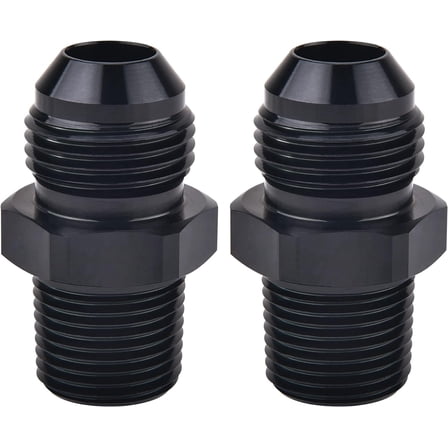 10AN Male Flare to 1/2" NPT Pipe Fitting Adapter Aluminum Straight Black 2PCS