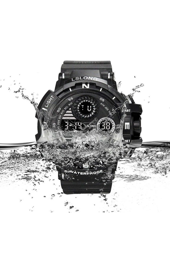 10ATM Waterproof Digital Sports Watch - Dive & Swim Watch with Alarm, Stopwatch & Backlight | 2+ Year Battery Life, Adjustable Strap