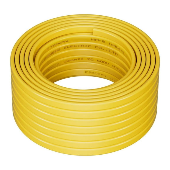 10AWG/2C NM-B Electrical Wire, 50ft - Indoor Residential Wiring Cable with Ground, PVC Sheathed Copper Core for Outlets, Switches & Lighting