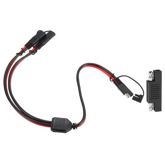 10AWG SAE Y Splitter Connector Cable, 1 to 2 SAE Extension Cable 1.8 ft with Waterproof Caps & Polarity Reverse Adapter for Solar Panel