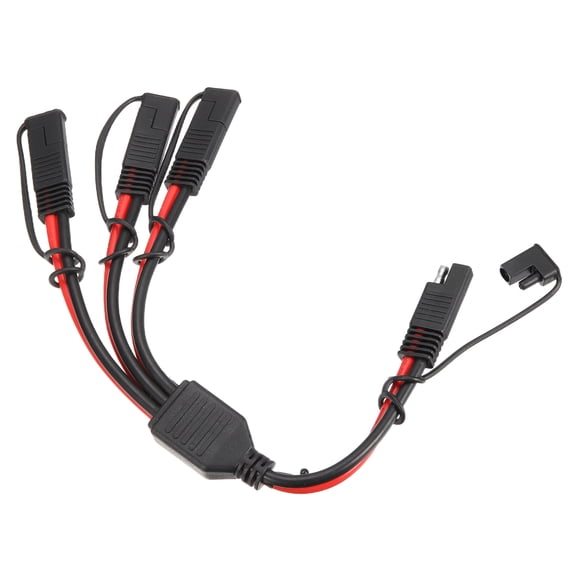 10AWG SAE Y Splitter Connector Cable, 1 to 3 SAE Extension Cable 0.8 ft with Waterproof Caps for Solar Panel