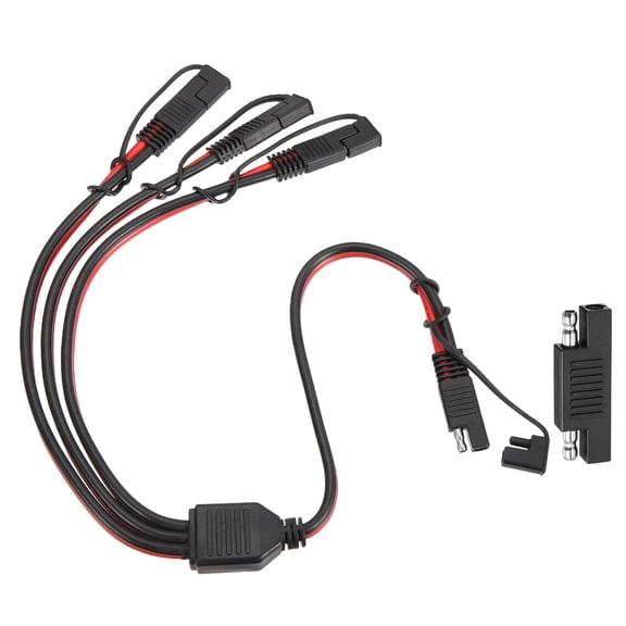 10AWG SAE Y Splitter Connector Cable, 1 to 3 SAE Extension Cable 1.8 ft with Waterproof Caps & Polarity Reverse Adapter for Solar Panel