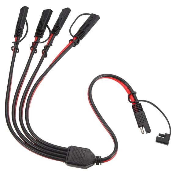 10AWG SAE Y Splitter Connector Cable, 1 to 4 SAE Extension Cable 1.8 ft with Waterproof Caps for Solar Panel