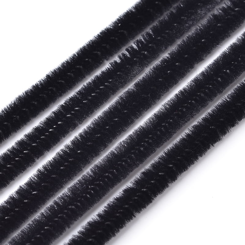 10Bundle 11.8 inch Pipe Cleaners DIY Chenille Stem Tinsel Garland Craft Wire Black 300x5mm
