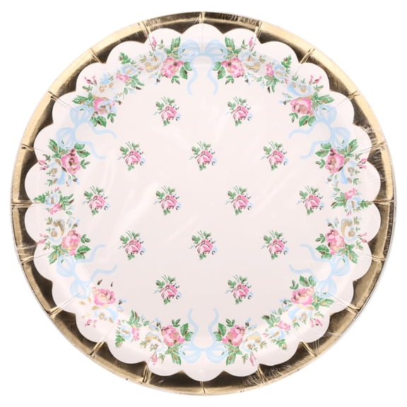 Flowers and Bows Disposable Paper Party Plates, 7", Multicolor, 10 Count, by Way To Celebrate