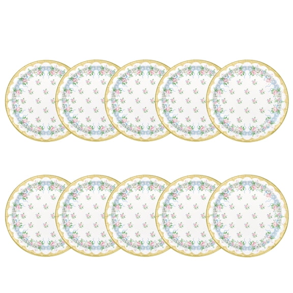 Flowers and Bows Disposable Paper Party Plates, 7", Multicolor, 10 Count, by Way To Celebrate