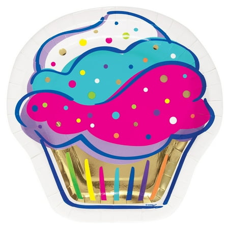 Cupcake Shaped Paper Plates, 8.25", Multicolor, 10 Pieces, by Way To Celebrate