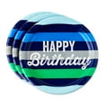 thumbnail image 1 of Striped Happy Birthday Disposable Paper Plates, 9", Blue/Green, 10 Count, by Way To Celebrate, 1 of 5