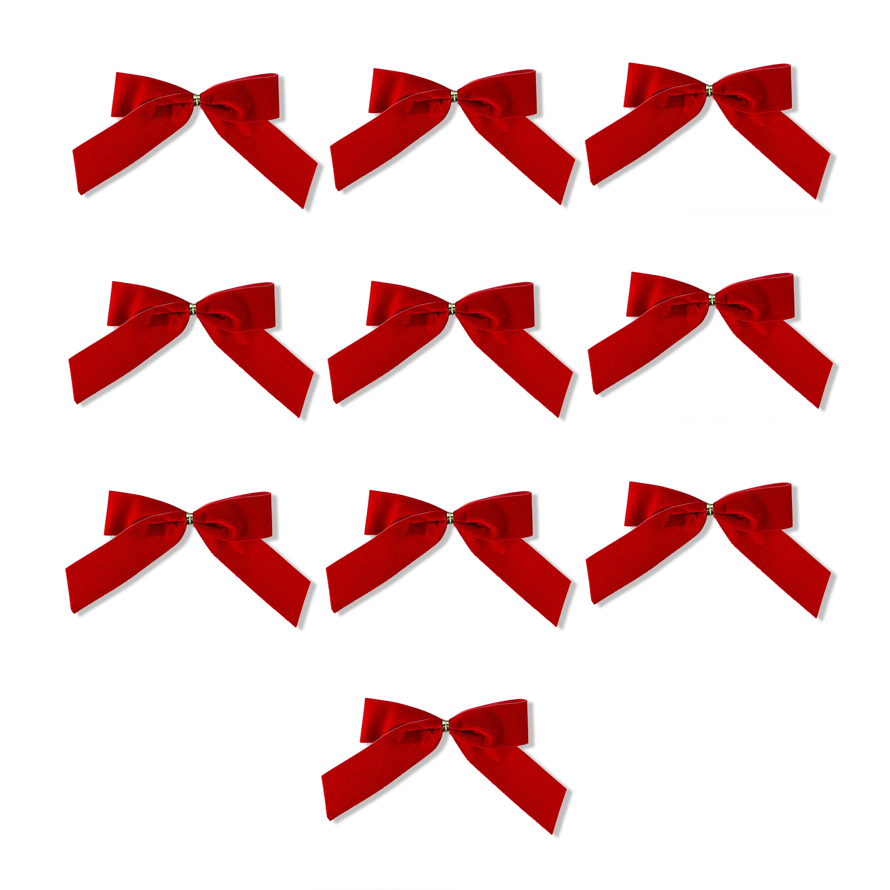 Red Velvet Christmas Bows, 3.5 in, 10 Count, by Holiday Time