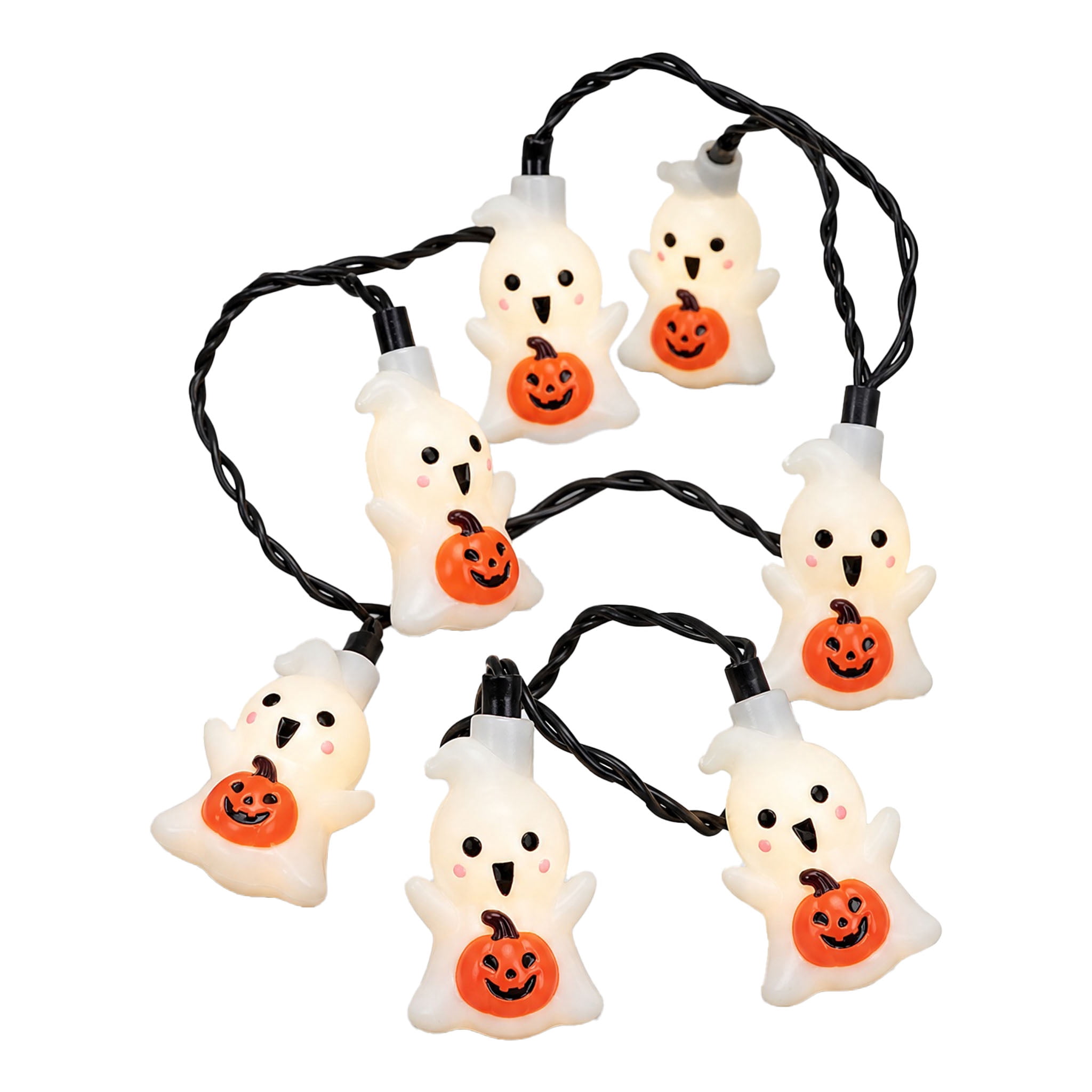 Indoor/Outdoor 10-Count LED Ghost with Pumpkin String Lights, Warm White, 6.5', Halloween by Way To Celebrate