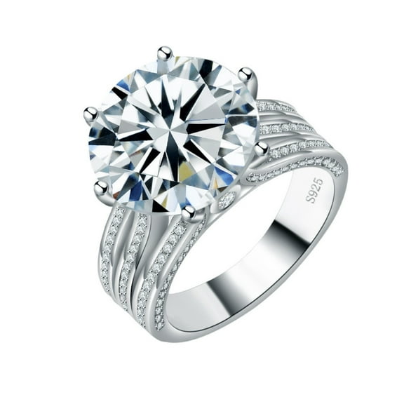 10CT Moissanite Engagement Rings for Women Round Cut Sterling Silver Anniversary Promise Ring D Color VVS1 Moissanite Rings Diamond Rings with Certificate