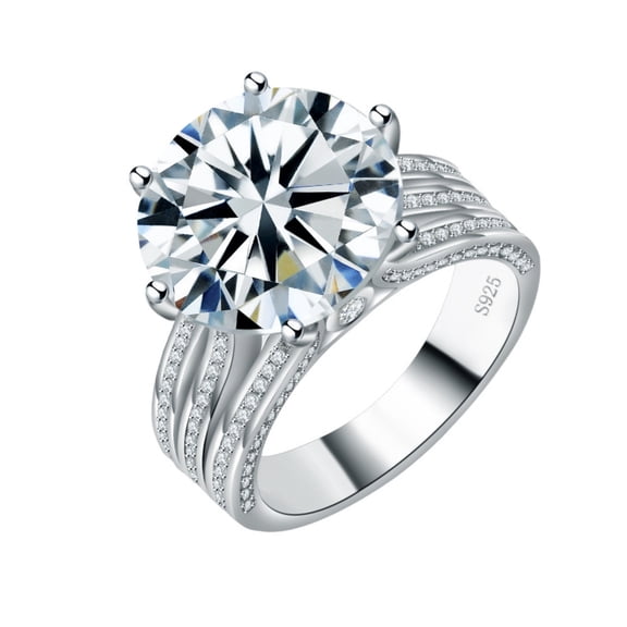 10CT Moissanite Engagement Rings for Women Round Cut Sterling Silver Anniversary Promise Ring D Color VVS1 Moissanite Rings Diamond Rings with Certificate