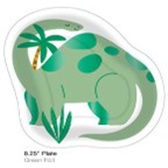 Dinosaur-Shaped Disposable Paper Party Plates, 8.5" x 7", Green, 10 Count, by Way To Celebrate