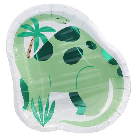 Dinosaur-Shaped Disposable Paper Party Plates, 8.5" x 7", Green, 10 Count, by Way To Celebrate