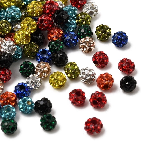 10Colors Rhinestone Clay Pave Beads Round Mixed Color 4mm Hole: 1.4mm diy