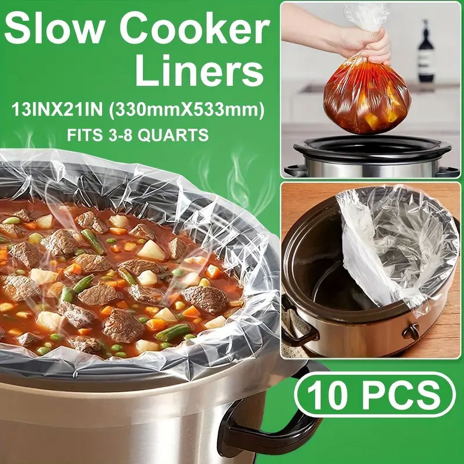 10Count Slow Cooker Liners, Cooking Bags Large Size Crock Pot Liners