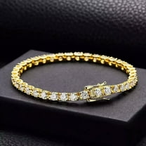 10Ct Round Cut Diamond Women's 4MM Tennis Bracelet 14K Yellow Gold Plated 7"