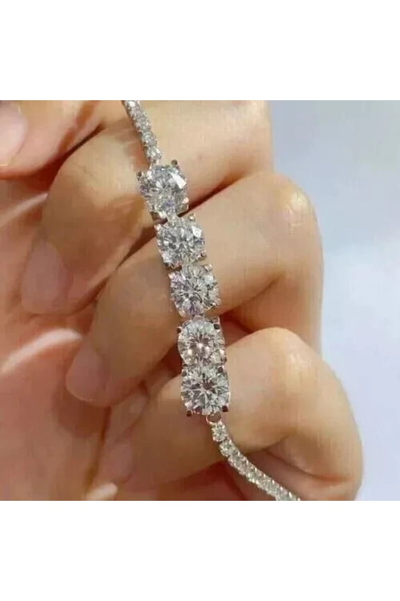 10Ct Round Cut Lab Created Diamond Women's Tennis Bracelet in 14K White Gold Plated