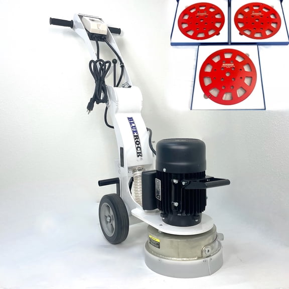 10FG Package Deal 10" 250mm Floor Grinder & 3 Diamond Wheels Concrete Masonry Stone 1730RPM 1.5HP Electric Portable Machine